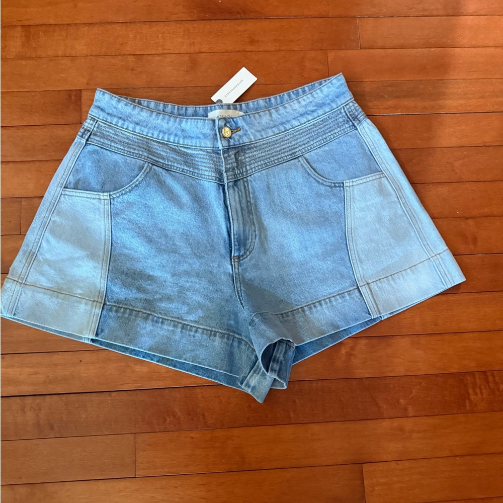 Kivari Two-Tone Light Blue Denim Shorts